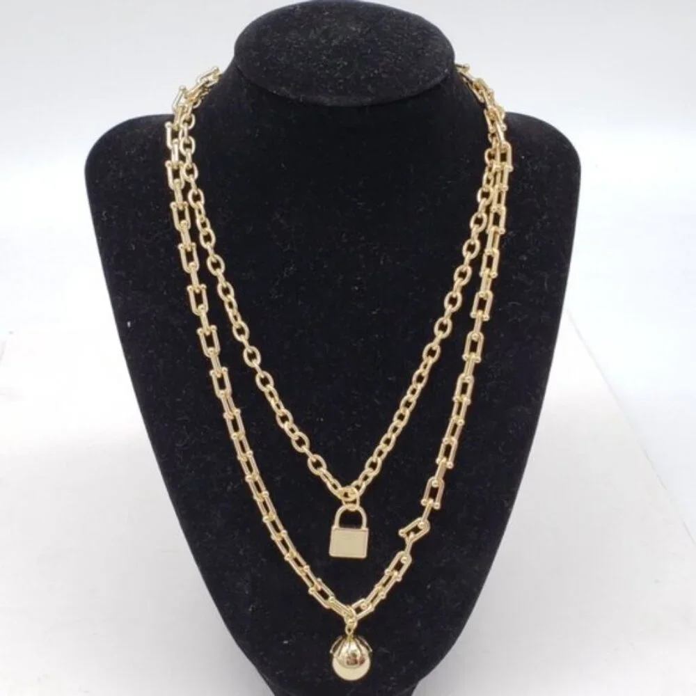 Authentic Louis Vuitton Lock & Key W/ Unbranded Stainless Steel Gold DoubleChain - Picture 11 of 13